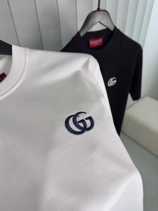White gucci double G embroidered cotton tee - Image 3