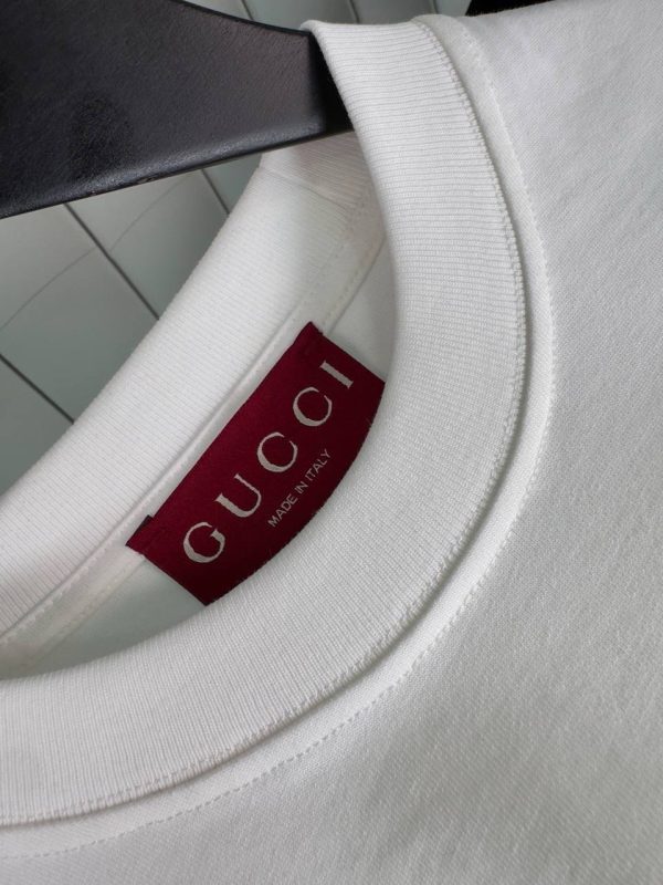 White gucci double G embroidered cotton tee - Image 5