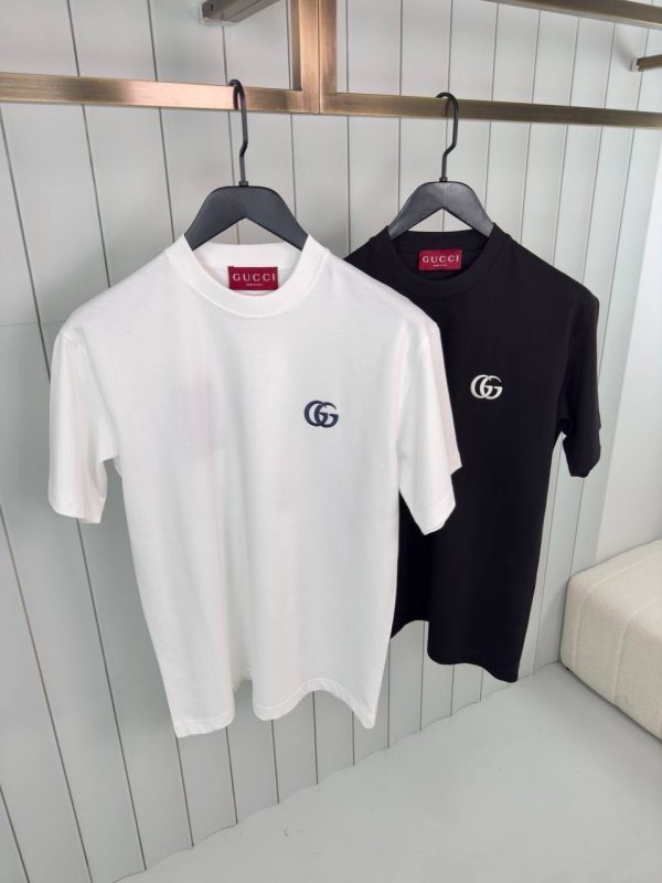 Black gucci double G embroidered cotton tee - Image 2