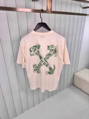Beige off-white cash arrow cotton tee