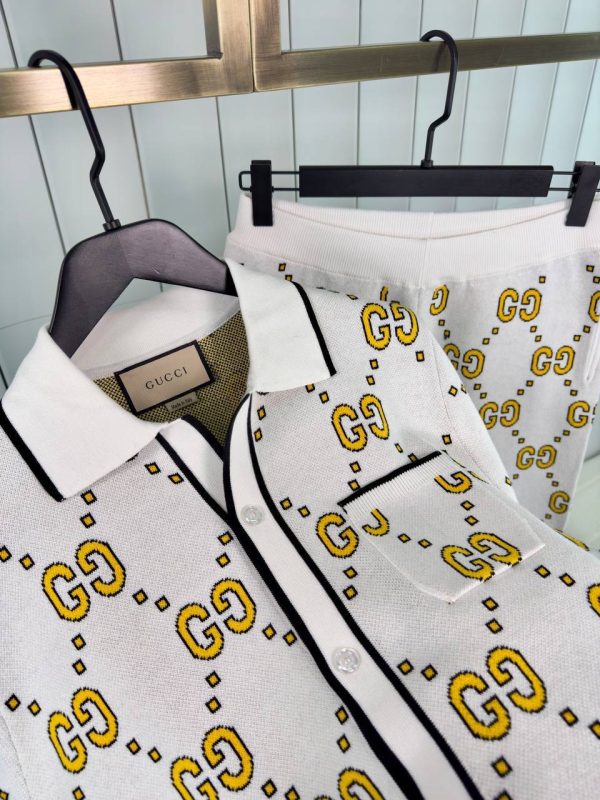 Yellow gucci GG knitted milk short set - Image 4