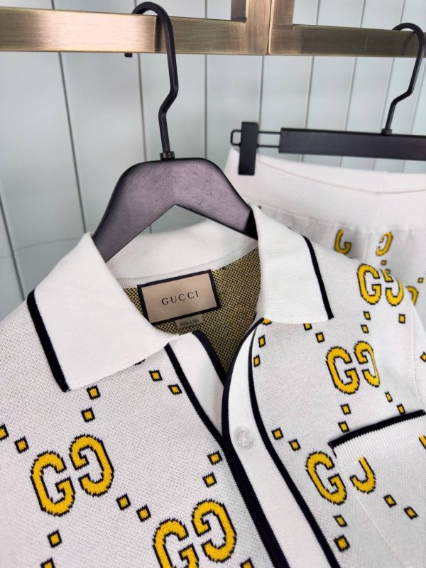 Yellow gucci GG knitted milk short set - Image 5