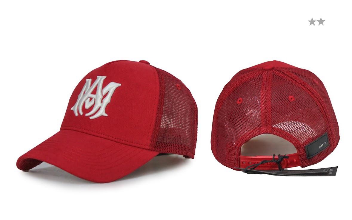 Red amiri white MA logo mesh back cap