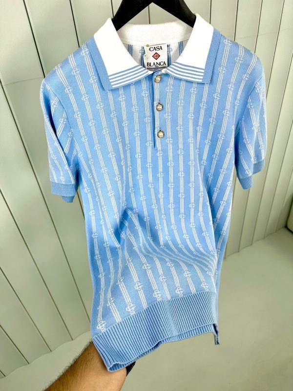 Blue casablanca monogram polo tee - Image 3