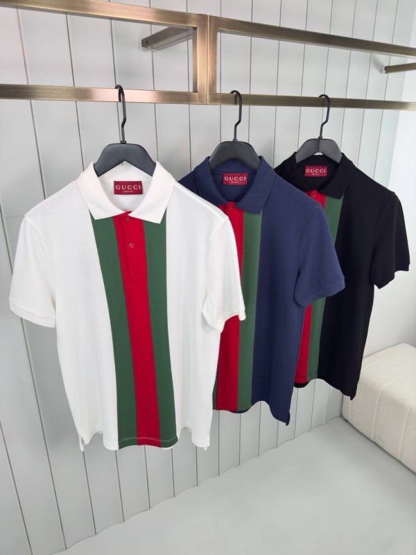 Black gucci cotton with web ribbon polo shirt - Image 2