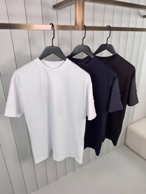 White prada sleeve triangle logo panelled cotton tee - Image 5