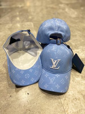 Blue LV monogram logo cap