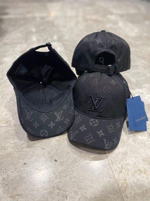 Black LV monogram logo cap