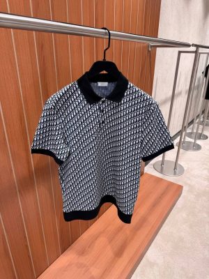 Black dior oblique cotton polo shirt