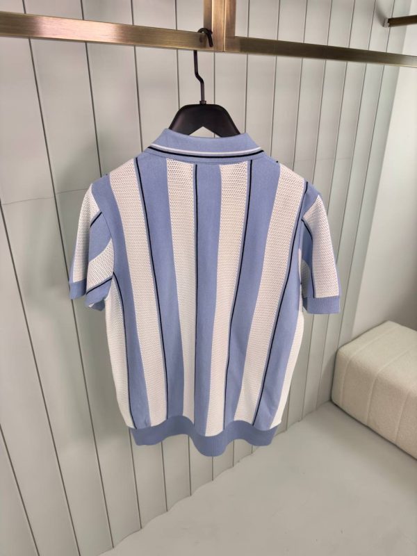 Blue prada striped knitted polo tee - Image 7