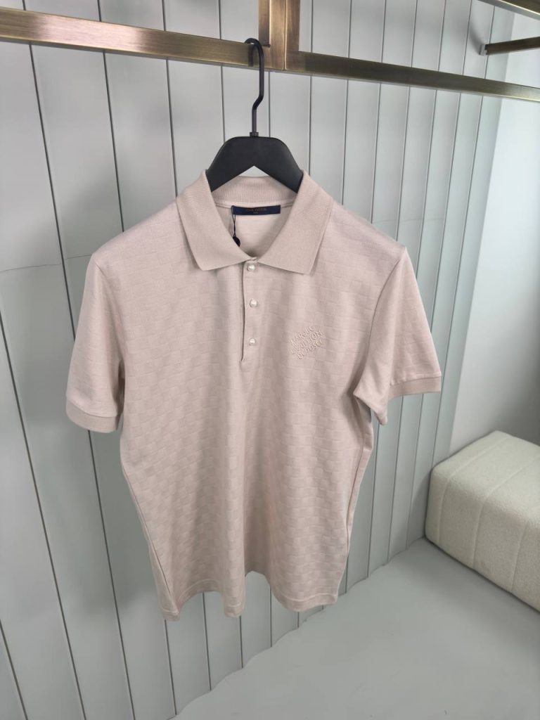 Beige LV damier signature polo tee