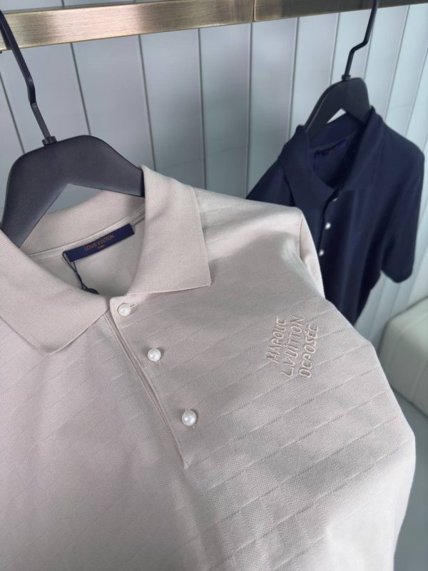 Beige LV damier signature polo tee - Image 2