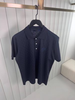 Navy LV damier signature polo tee