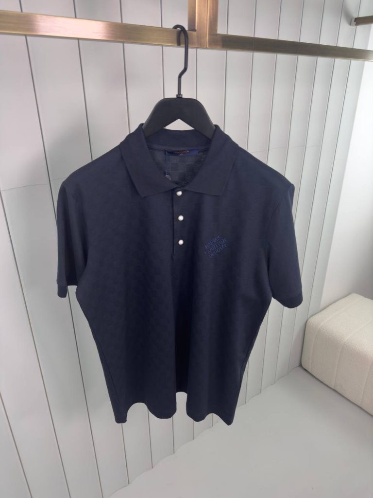 Navy LV damier signature polo tee