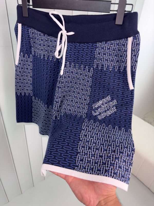 Blue LV jacquard damier cotton jersey short set - Image 5