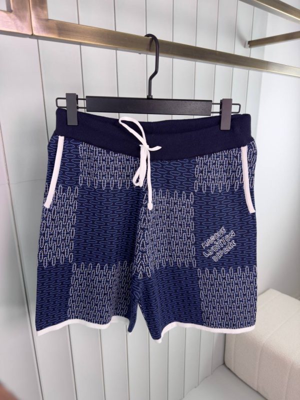 Blue LV jacquard damier cotton jersey short set - Image 6