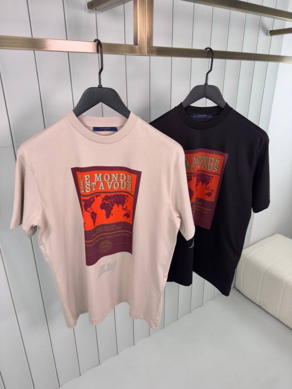 Black LV embellished graphic cotton tee - Image 2
