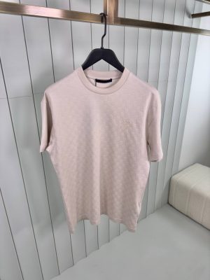 Beige LV damier cotton piqué tee