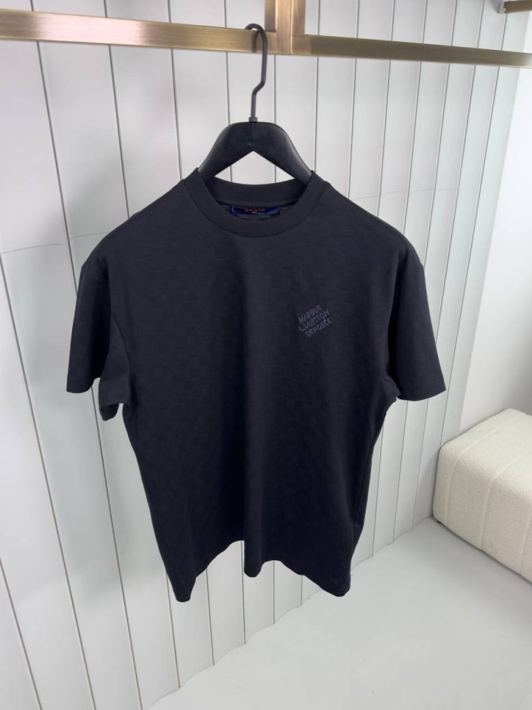 Black LV damier cotton piqué tee