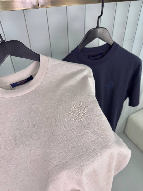 Beige LV damier cotton piqué tee - Image 3