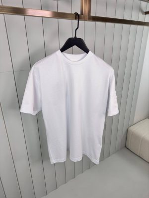 White prada sleeve triangle logo panelled cotton tee
