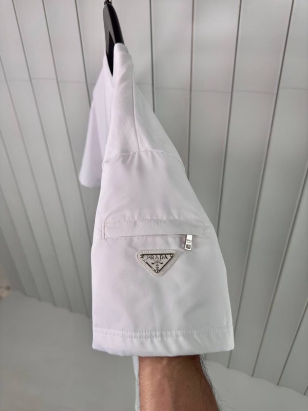 White prada sleeve triangle logo panelled cotton tee - Image 2