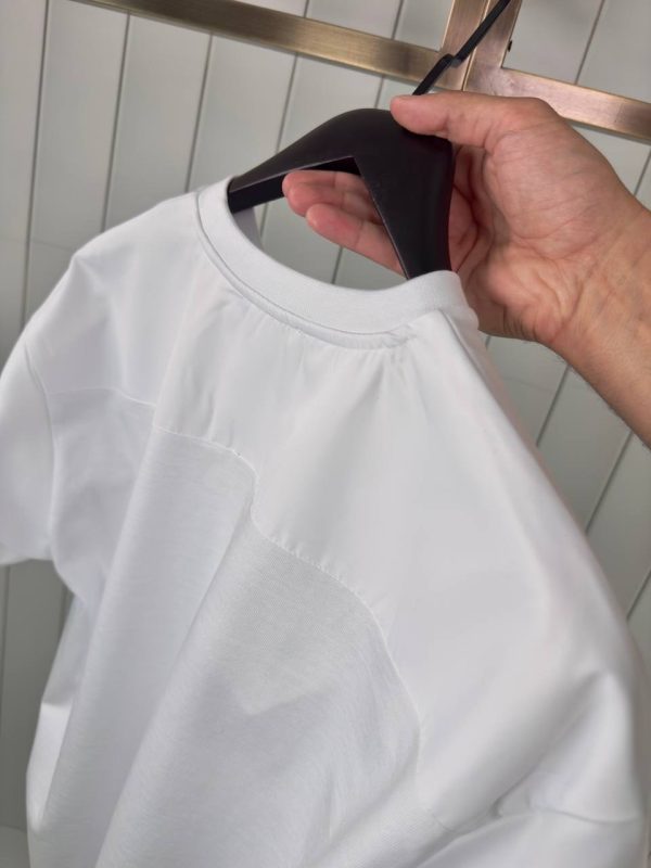White prada sleeve triangle logo panelled cotton tee - Image 3