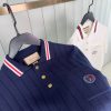 Navy gucci web striped knitted cotton polo tee - Image 3