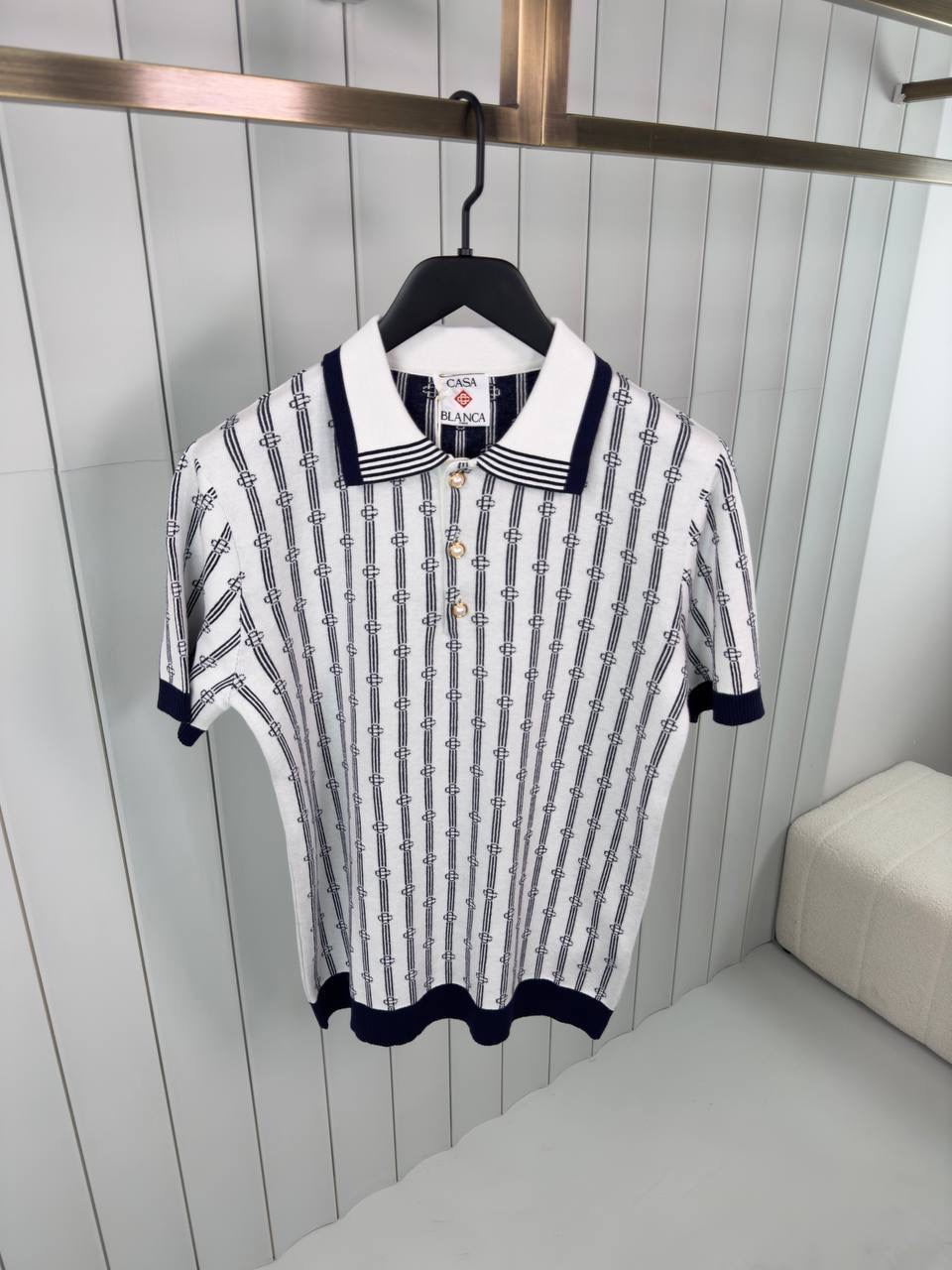 Black casablanca monogram polo tee