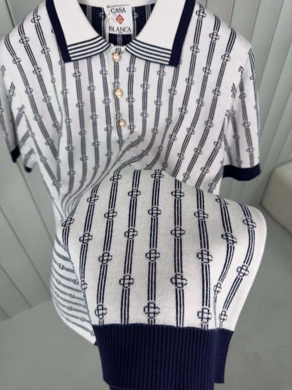 Black casablanca monogram polo tee - Image 2