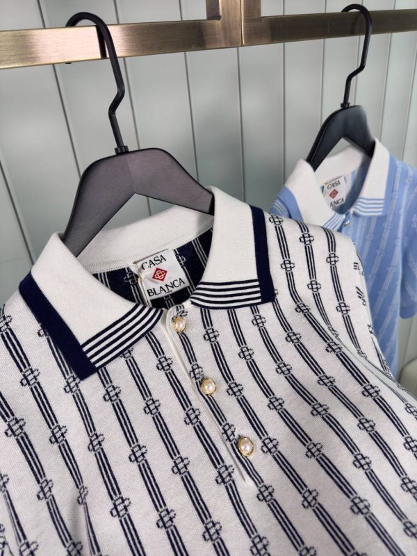 Black casablanca monogram polo tee - Image 3