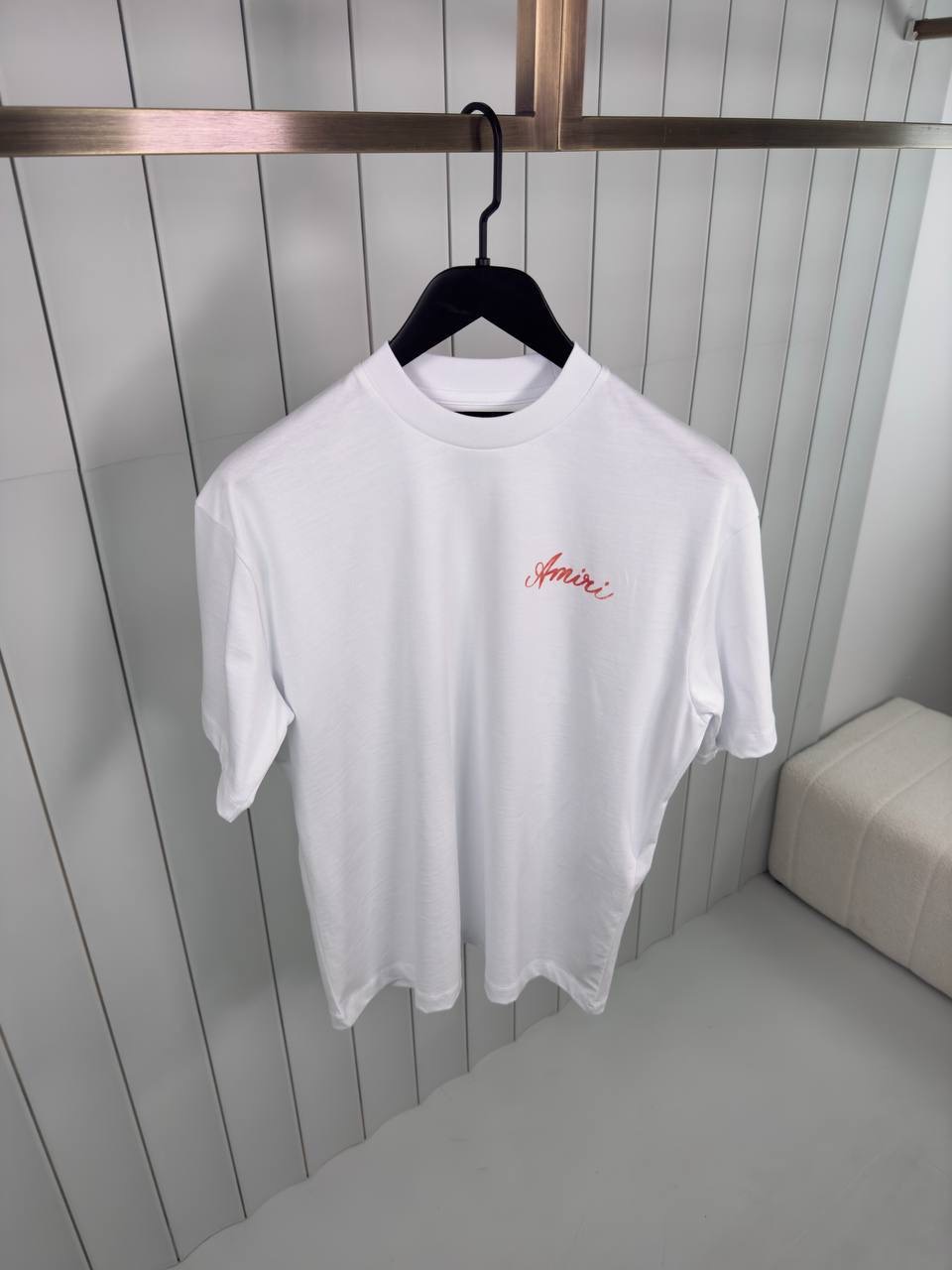 White amiri box script cotton tee