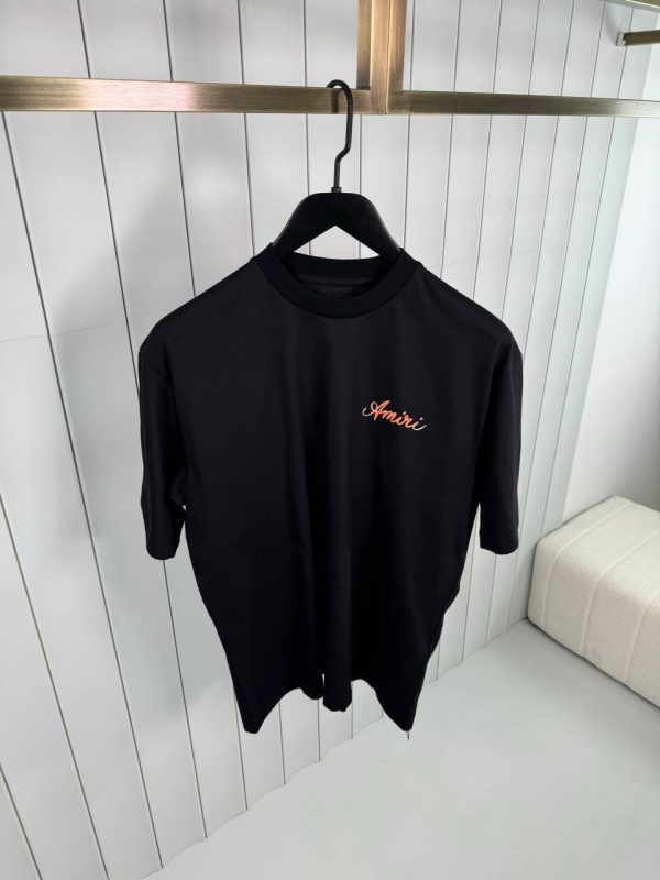 Black amiri box script cotton tee