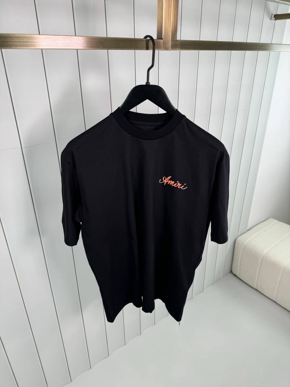 Black amiri box script cotton tee