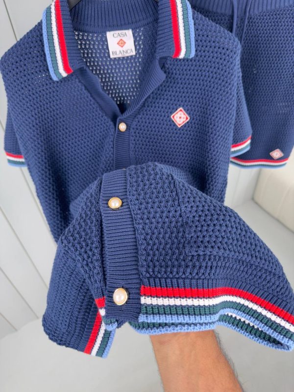 Navy casablanca crochet sporty short set - Image 3