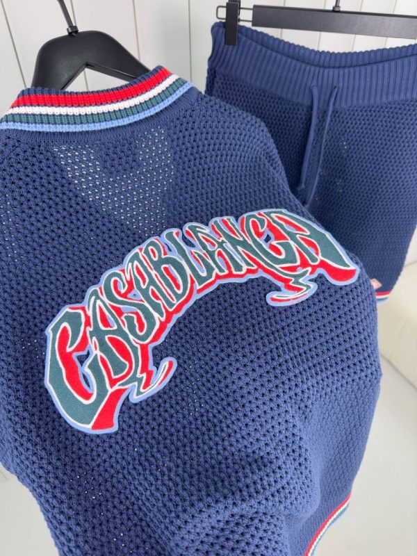 Navy casablanca crochet sporty short set - Image 6