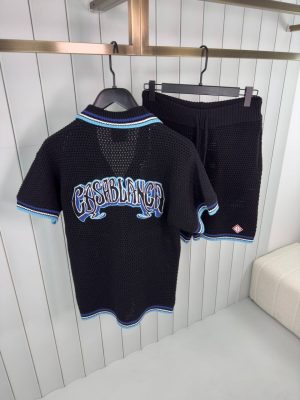 Black casablanca crochet sporty short set