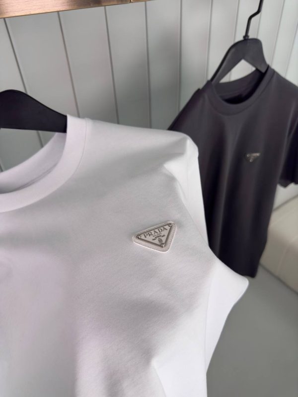 White prada logo tone cotton relaxed tee - Image 2