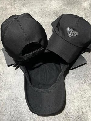 Black prada logo cap