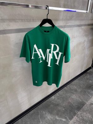 Green amiri staggered logo-appliqué tee