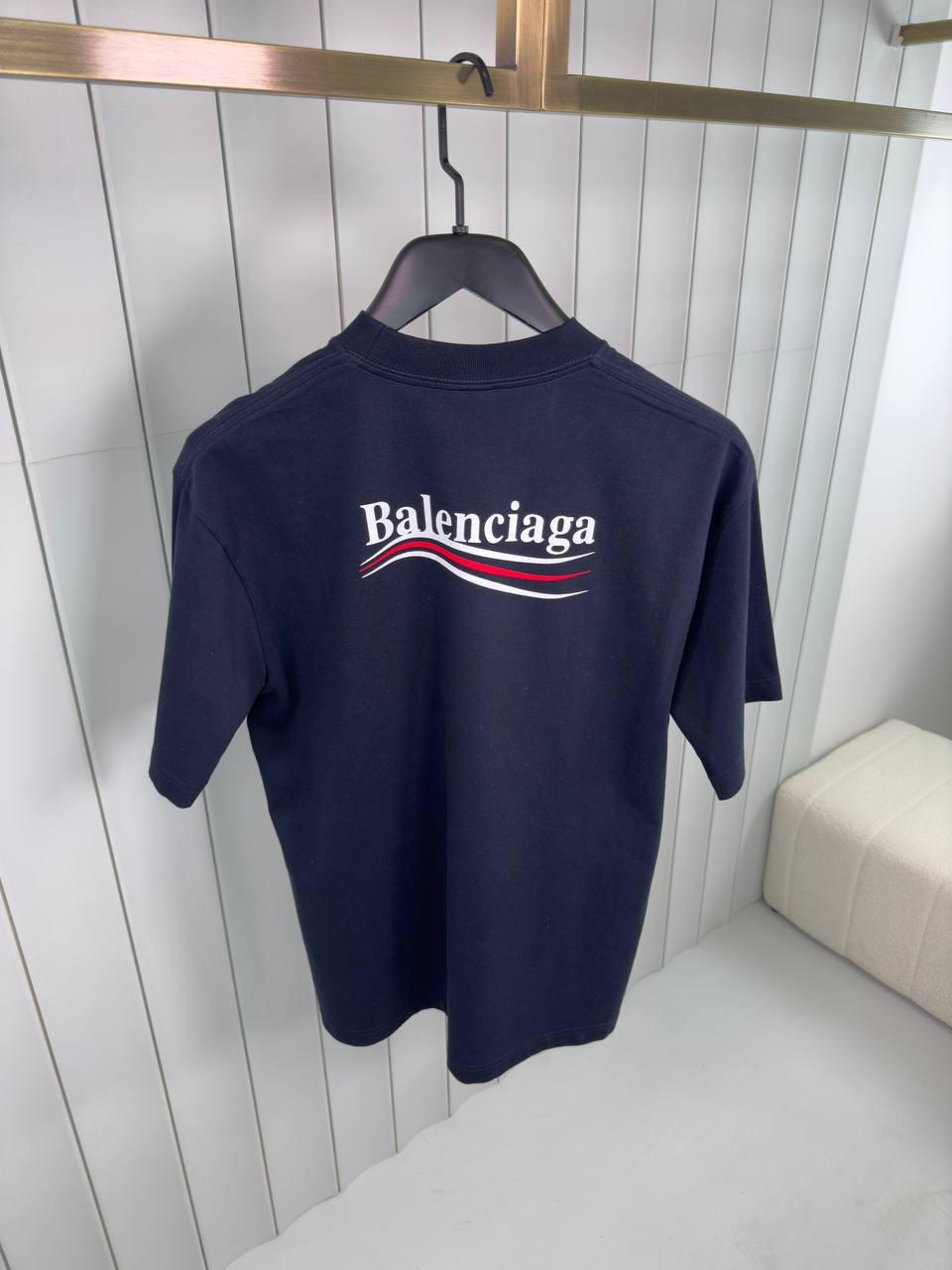 Navy Balenciaga political campaign cotton tee