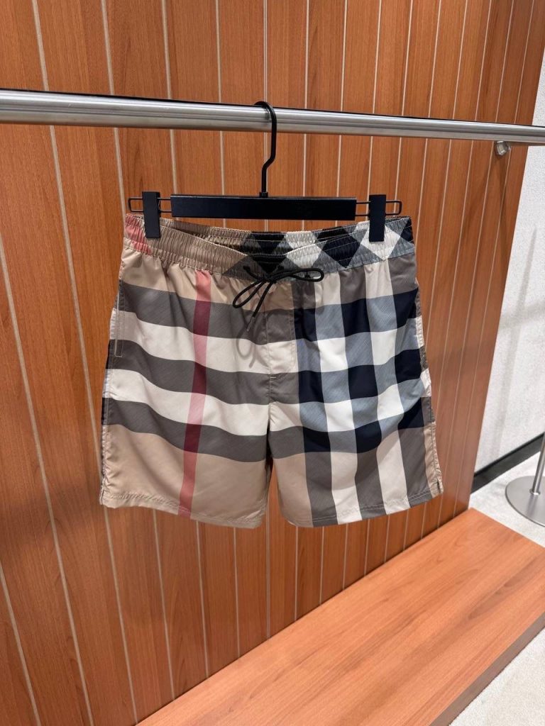 Beige burberry check swim short