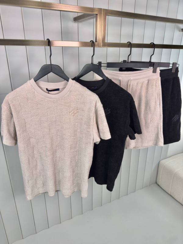 Preorder | Black LV damier french terry cotton short set - Image 2