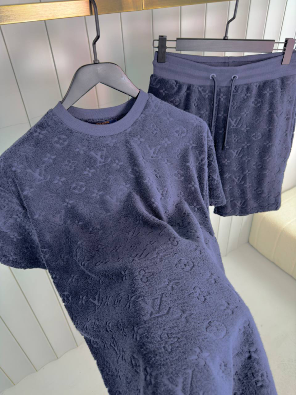 Preorder | Navy LV monogram french terry cotton short set - Image 2
