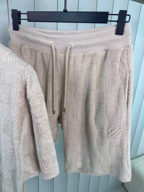 Preorder | Beige LV damier french terry cotton short set - Image 2