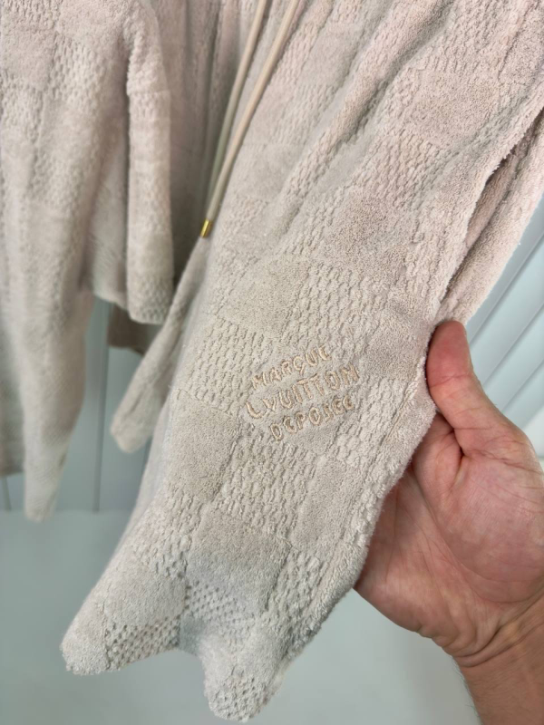 Preorder | Beige LV damier french terry cotton short set - Image 4