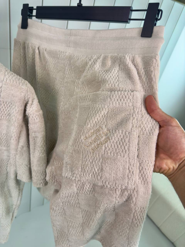 Preorder | Beige LV damier french terry cotton short set - Image 5