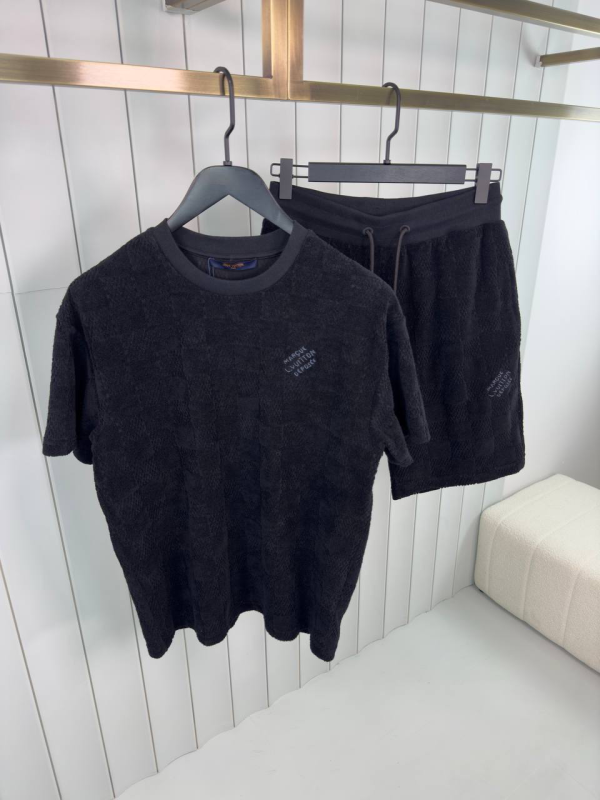 Preorder | Black LV damier french terry cotton short set