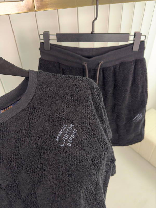 Preorder | Black LV damier french terry cotton short set - Image 3