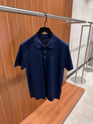 Navy LV damier signature polo tee